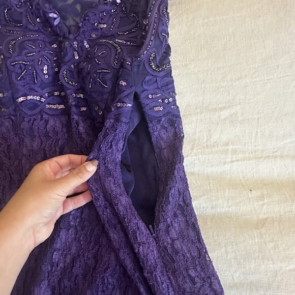 Sue Wong Nocturne Dress Size 8 Purple Beaded Corset Sequin Cocktail Goth Fairy - Picture 16 of 16